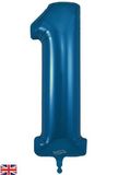 Oaktree 34inch Number 1 Metallic Navy Blue - Foil Balloons